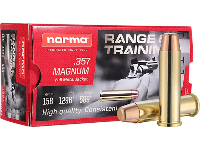 Authentic Norma Range & Training 357 Magnum Ammo 158 Grain Full Metal Jacket 500 rounds