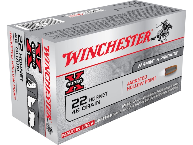Winchester Super X 22 Hornet Ammo 46 Grain Jacketed Hollow Point 200 rounds - Fast Ship