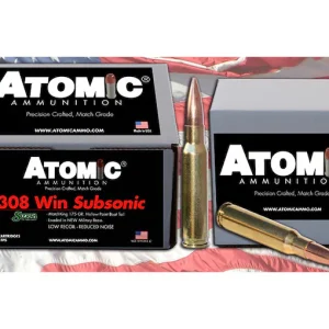 Real Atomic Ammunition Match Subsonic 308 Winchester Ammo 175 Grain Sierra MatchKing Jacketed Hollow Point Box of 100